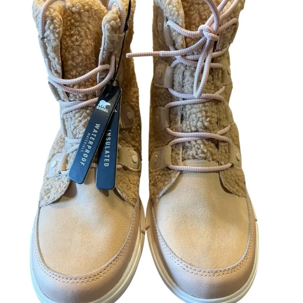 Sorel  Explorer Joan Cozy Women’s 9.5 Beige/Pink Lace Up Boots Waterproof NWT